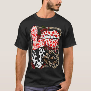 Love Valentine Pink Lip Cheetah Heart Couple Valen T-Shirt