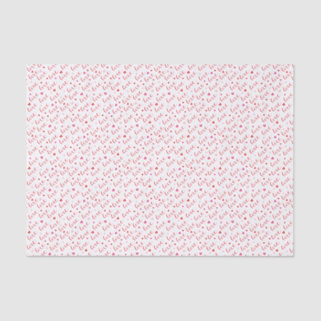 Love Valentine Pink Red Hearts Tissue Paper (Front)