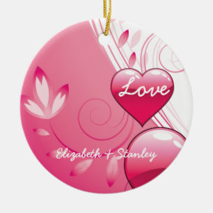 Love Valentine’s Day hearts swirls custom ornament