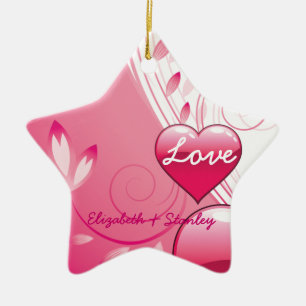 Love Valentine’s Day hearts swirls custom ornament