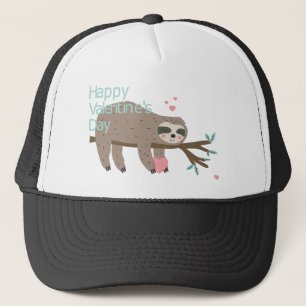 love valentine sloth trucker hat