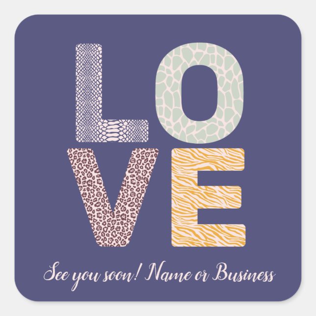 LOVE Valentine Theme Customisable Photo Letters Sq Square Sticker (Front)