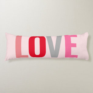 Love Valentines Blush Pink Red Typography Body Cushion