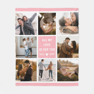 Love Valentine's Day 8 Photo Collage  Fleece Blanket