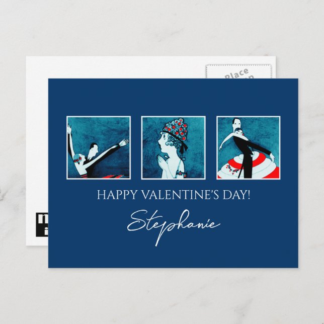 Love. Valentine's Day Art Deco  Holiday Postcard (Front/Back)