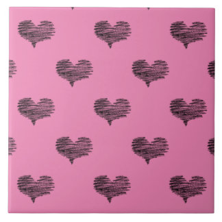 Love Valentine's Day Black Heart Sketch Ceramic Tile