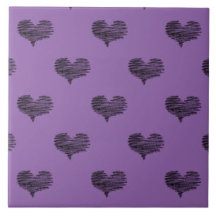 Love Valentine's Day Black Heart Sketch Ceramic Tile