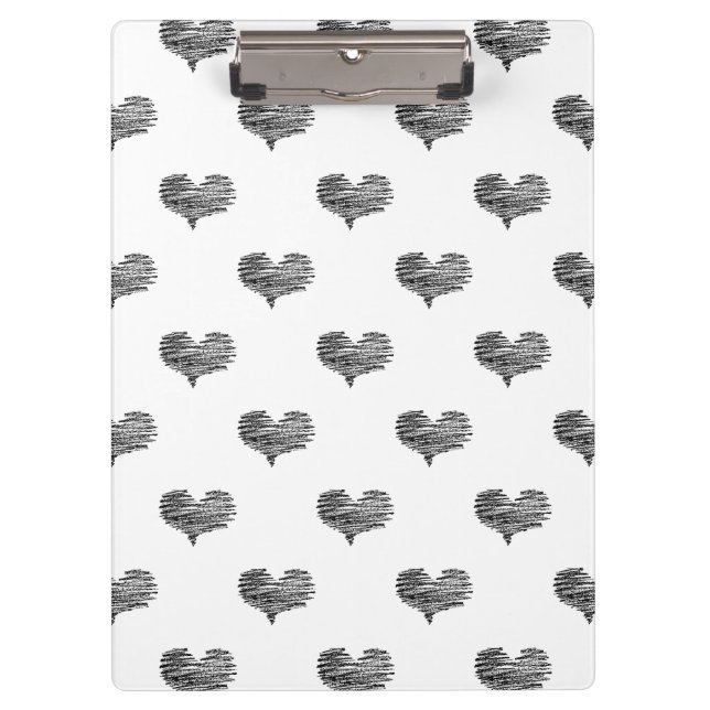 Love Valentine's Day Black Heart Sketch Clipboard (Front)