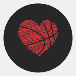 Love Valentines Day Bysketbyll Art - Scribble Hear Classic Round Sticker