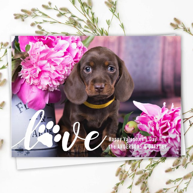 LOVE Valentines Day Custom Pet Puppy Dog Photo  Holiday Card (Creator Uploaded)