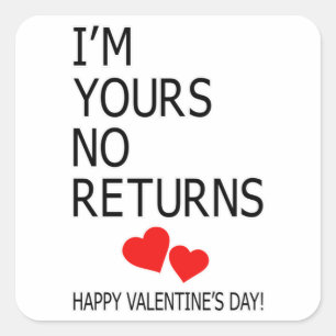 Love Valentine's Day Cute Couples Heart Funny Gift Square Sticker