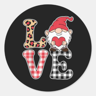 Love Valentines Day Gnomes Cute Red Hearts Gnome Classic Round Sticker