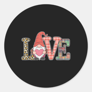 Love Valentines Day Gnomes Cute Red Hearts Gnome Classic Round Sticker