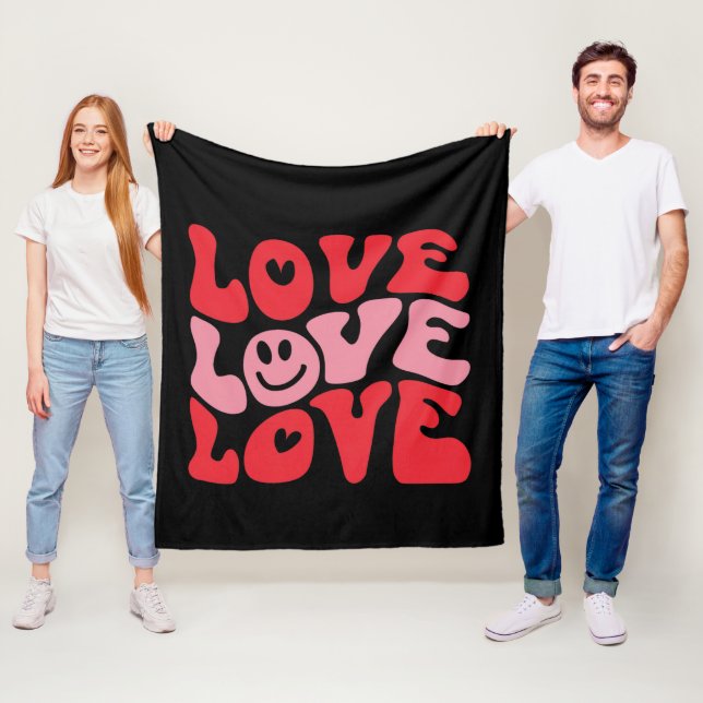 Love Valentine's Day Groovy Funny Holiday  Fleece Blanket (In Situ)