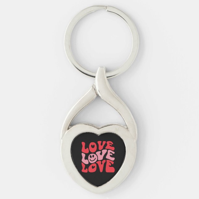 Love Valentine's Day Groovy Funny Holiday  Key Ring (Front)