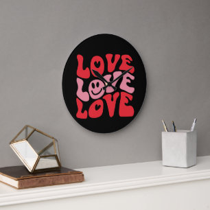 Love Valentine's Day Groovy Funny Holiday  Large Clock