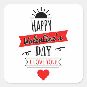 Love Valentine's Day Heart Couples Cute Funny Gift Square Sticker