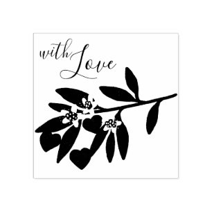 Love Valentine's Day Hearts Branch Flowers Holiday Rubber Stamp