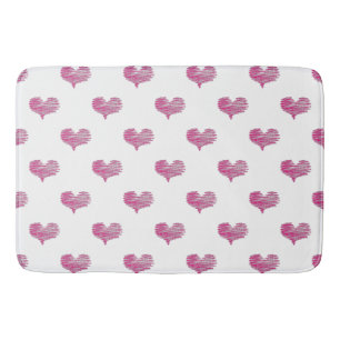 Love Valentine's Day Hot Pink Heart Sketch Bath Mat