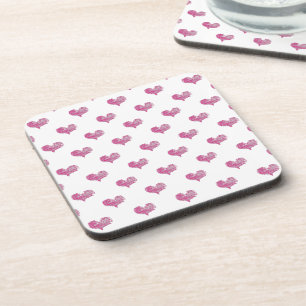 Love Valentine's Day Hot Pink Heart Sketch Coaster