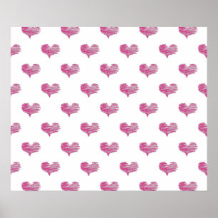 Love Valentine's Day Hot Pink Heart Sketch Poster