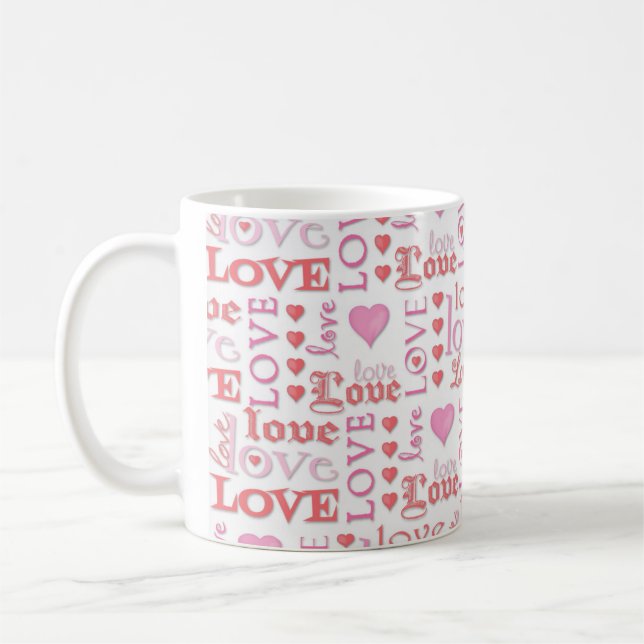 Love Valentine's Day Love Cute Calligraphy Pink  Coffee Mug (Left)