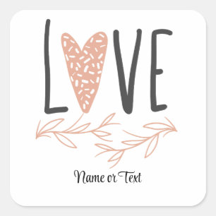 Love - Valentine's Day Personalised Boho Cute Square Sticker