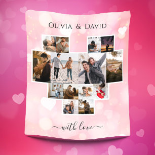 Love Valentine's Day Photo Collage  Fleece Blanket