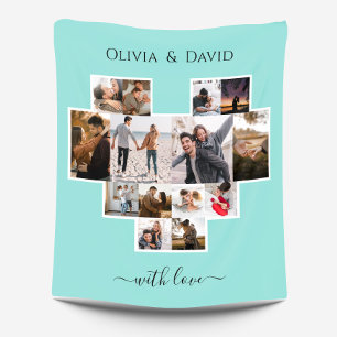 Love Valentine's Day Photo Collage Fleece Blanket