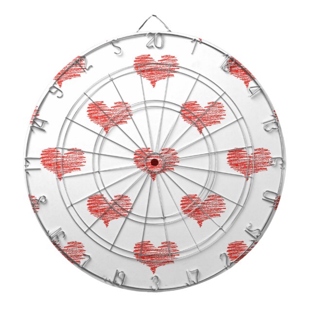 Love Valentine's Day Red Heart Sketch Dartboard (Front)