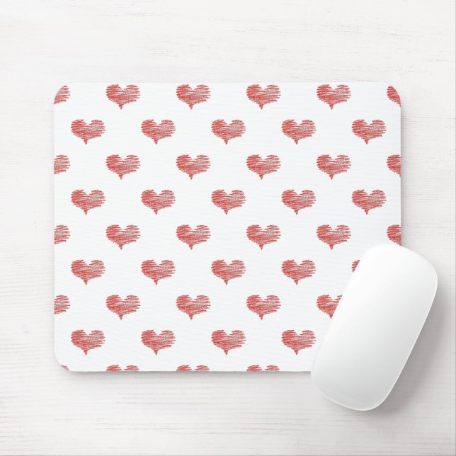 Love Valentine's Day Red Heart Sketch Mouse Pad (With Mouse)