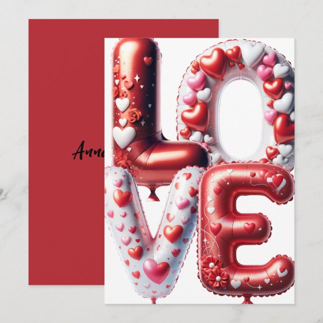 Love Valentines Day Red Hearts Customisable  Holiday Card (Front/Back)
