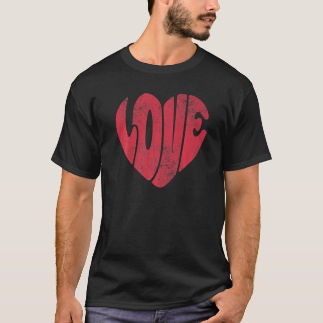 LOVE Valentine's Day Retro Groovy Love Valentine H T-Shirt (Front)