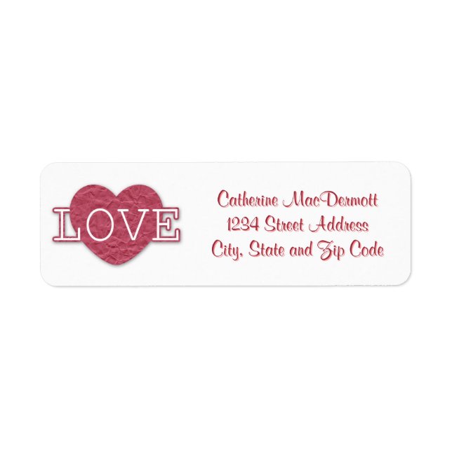 Love Valentine's Day Return Address Label (Front)
