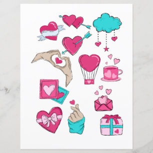 Love Valentines Day Romantic Scrapbook elements