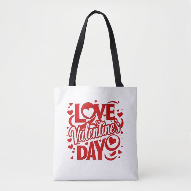 Love Valentine's Day Shoulder Tote Bag (Front)