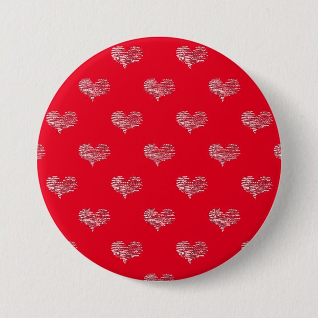 Love Valentine's Day White Heart Sketch 7.5 Cm Round Badge (Front)