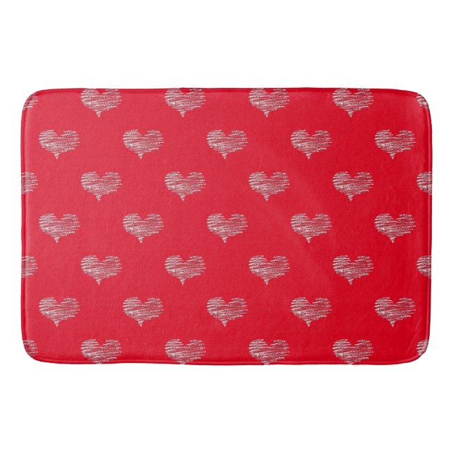 Love Valentine's Day White Heart Sketch Bath Mat (Front)