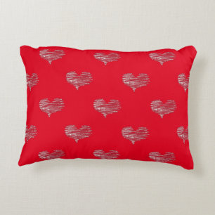 Love Valentine's Day White Heart Sketch Decorative Cushion
