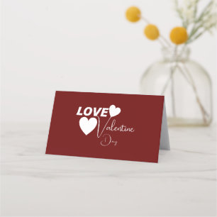 Love Valentines Day With Heart Place Card