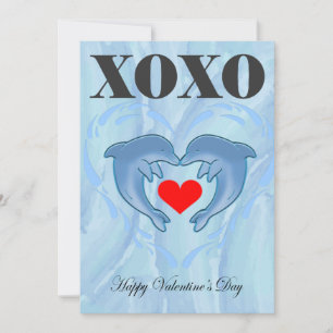 Love Valentines Day xoxo dolphin Holiday Card
