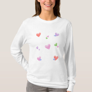 LOVE Valentines Fun Watercolor Hearts T-Shirt