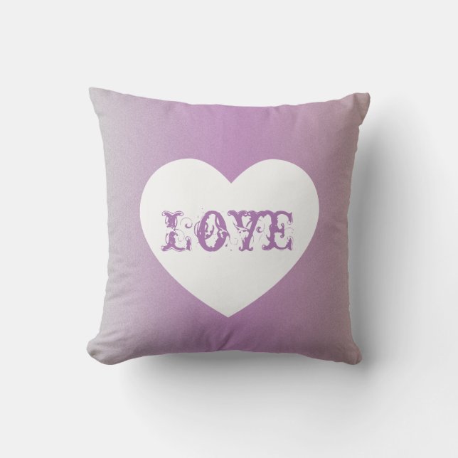 Love Valentines Pink White Heart Lettering Cushion (Front)