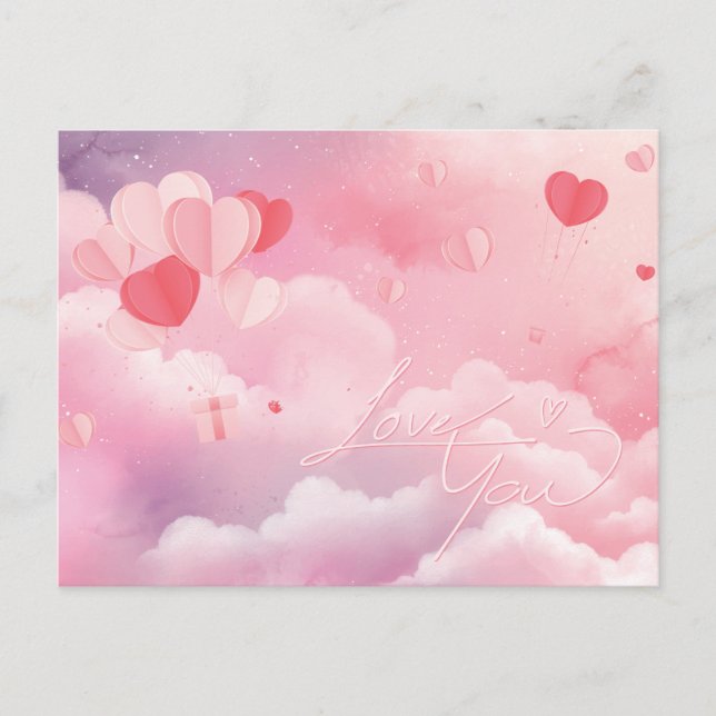Love Valentines Sugar Clouds Holiday Postcard (Front)