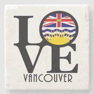 LOVE Vancouver (BC Flag) Stone Coaster
