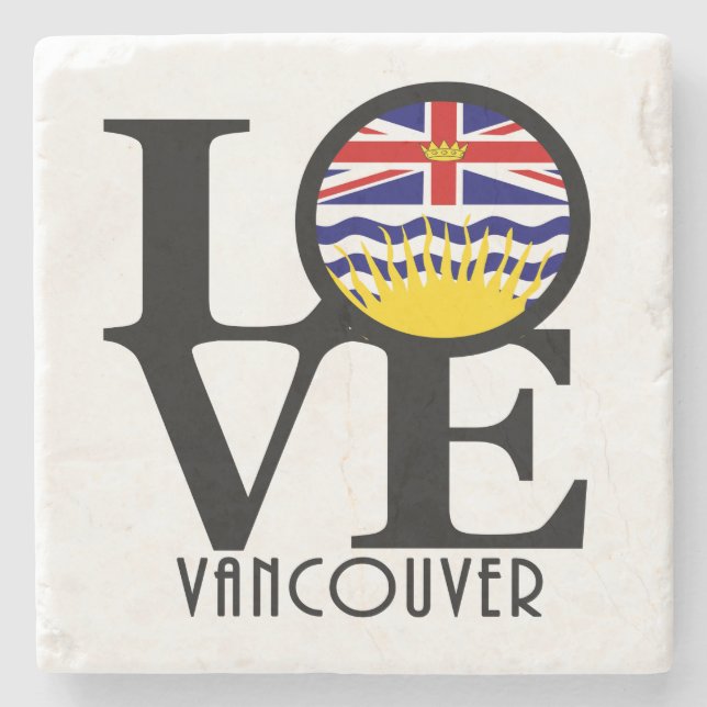 LOVE Vancouver (BC Flag) Stone Coaster (Front)