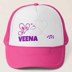 Love Veena Pink Purple Butterfly Heart Trucker Hat