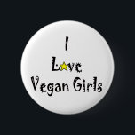 Love Vegans Button<br><div class="desc">Badge for guys who love compassionate girls. Wear the badge where ever you go,  who knows,  you might meet someone special.</div>