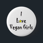 Love Vegans Button<br><div class="desc">Badge for guys who love compassionate girls. Wear the badge where ever you go,  who knows,  you might meet someone special.</div>