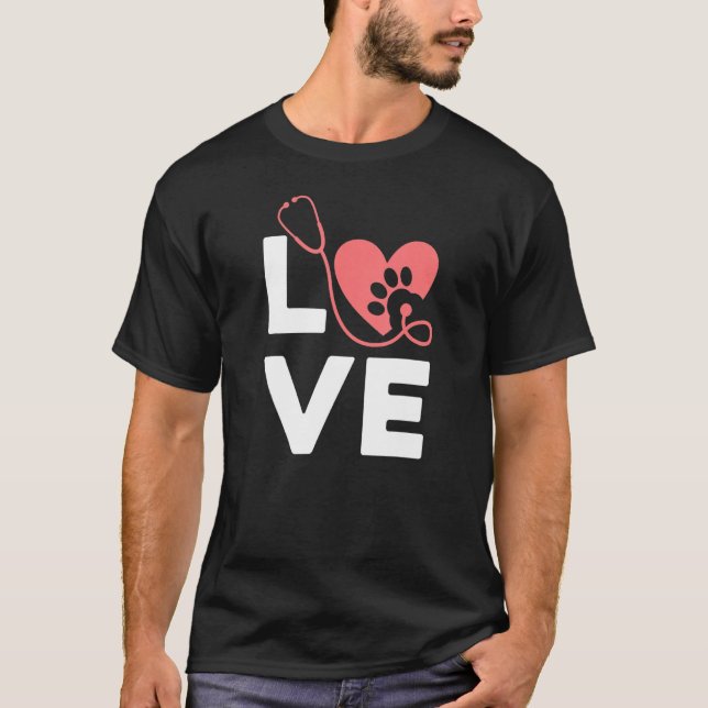 LOVE Veterinary Veterinarian Animal Rescue T-Shirt (Front)